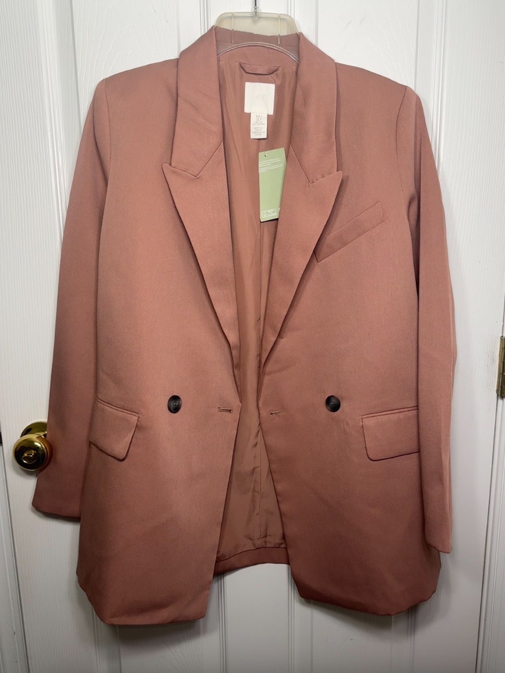 H&M Blush Pink Double-Breasted Blazer Jacket (New)